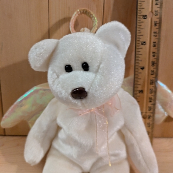 Ty Beanie Babie Halo White Plush Bear with Iridescent Wings - Picture 3 of 5